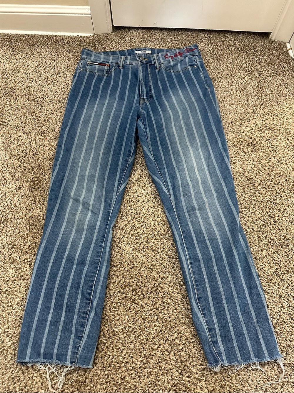 Tommy Hilfiger High Rise Curve Striped Skinny Jeans